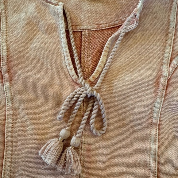 Anthropologie Maeve Pigment Dyed Tie Front Pullover Sweatshirt / xsmall - Picture 3 of 11